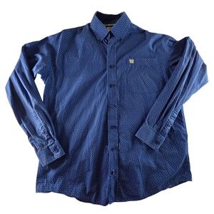 Cinch Mens Blue Paisley Long Sleeve Button Down Western Shirt Small Cotton